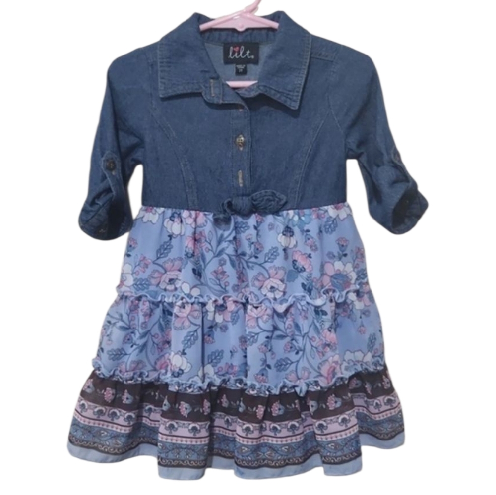 Lilt Girls Jean and Flower‎ Dress Size 2T
